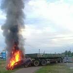 В Новгородском районе в ДТП сгорели два авто. Устанавливается личность водителя «семерки»