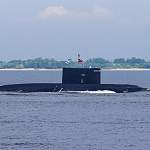 День ВМФ подводная лодка «Великий Новгород» встретила на боевом дежурстве