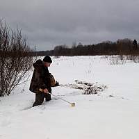 У чудовской деревни Мостки поисковики обнаружили воронку с останками бойцов Красной армии