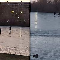 В Великом Новгороде дети начали выходить на тонкий лёд прудов